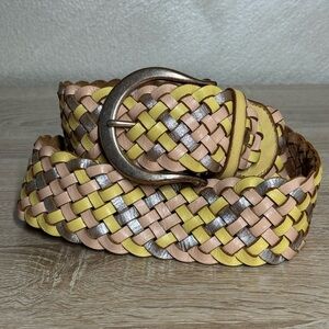 Linea Pelle Collection Women Size M Multicolor Leather Braided Wide Buckle Belt